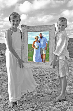 Girl and Boy holding Picture Frame