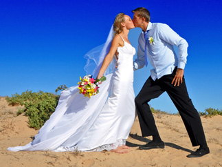 Man kissing his bride
